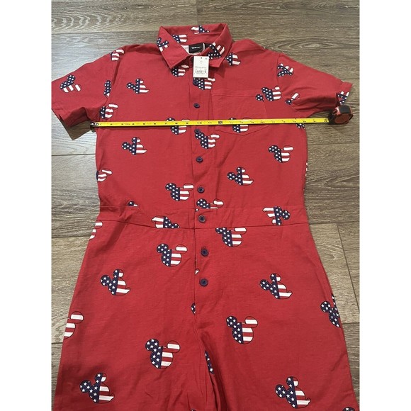 Disney Men's Red Mickey Mouse Americana Pajama Romper Mens small pajamas 1222 - Picture 7 of 11